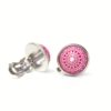 12mm Mosaik Ohrclip Klipse in himbeere pink - Edelstahl