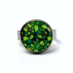 Edelstahl Ring Mosaik Glasmosaik Muster grün dunkelgrün