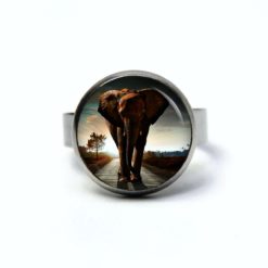 Edelstahl Ring mit Elefant