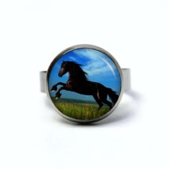Edelstahl Ring mit Pferd