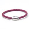 Magenta Lederarmband mit Edelstahl Magnetverschluss