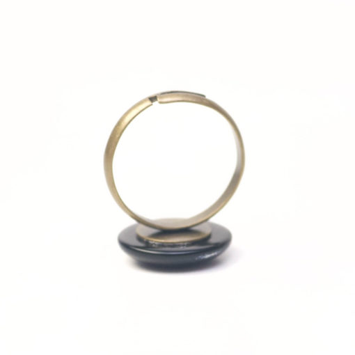 Schwarzer Cateye Ring in Bronze