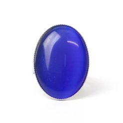 Großer Cateye Ring Oval in dunkelblau