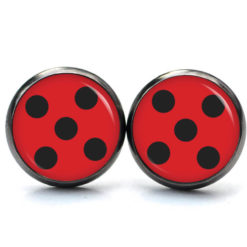 Druckknopf Ohrstecker Ohrhänger Clipse rot schwarze Punkte Marienkäfer Ladybug