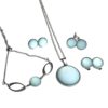 Edelstahl Polaris Schmuck Set in Hellblau - Kette, Ohrringe und Armband