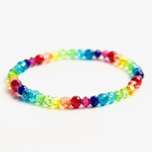 Zartes Perlenarmband in Regenbogen Farben - Gummiband