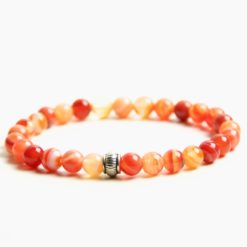 Perlen Armband orangener Achat – Gummiband - Handmade