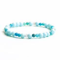 Perlen Armband türkis blau mit Achat – Gummiband - Handmade