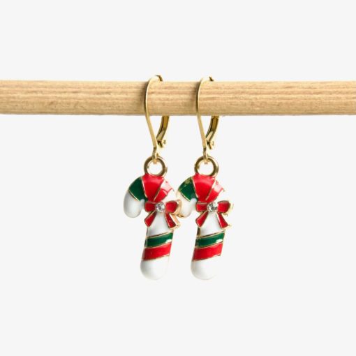 Zuckerstangen Ohrhänger in grün rot weiß - weihnachtlicher Schmuck - Adventkalender