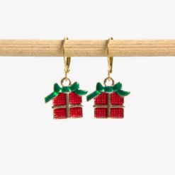 Geschenk Ohrhänger in grün rot - weihnachtlicher Schmuck - Adventkalender