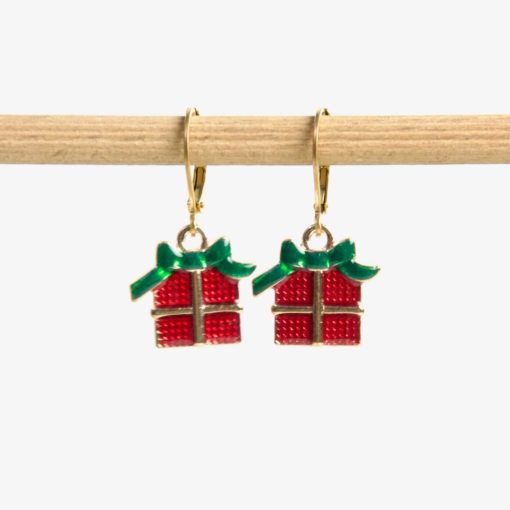 Geschenk Ohrhänger in grün rot - weihnachtlicher Schmuck - Adventkalender