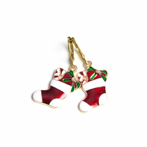 Nikolausstiefel Ohrhänger in grün rot weiß - weihnachtlicher Schmuck - Adventkalender