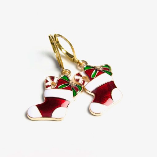 Nikolausstiefel Ohrhänger in grün rot weiß - weihnachtlicher Schmuck - Adventkalender