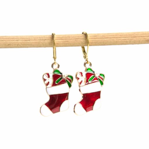 Nikolausstiefel Ohrhänger in grün rot weiß - weihnachtlicher Schmuck - Adventkalender