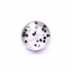 Druckknopf handbemalt schwarz weiß mit Punkten für Druckknopfschmuck