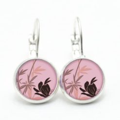 Ohrstecker / Ohrhänger in rosa mit zarten Blumen