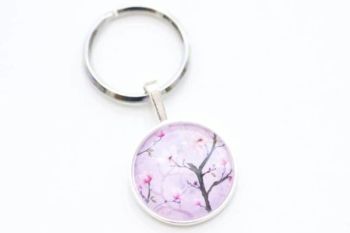 Schlüsselanhänger lila Kirschblüten